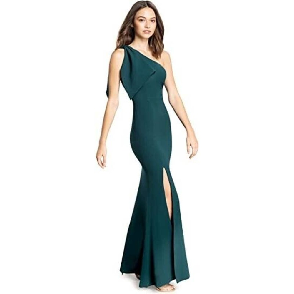 The Population Green One-Shoulder Midi Dress